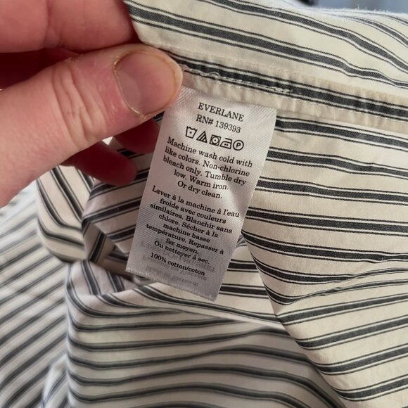 NWOT Everlane Midi Cotton Shirt Dress - Bone/Navy - Size L - Picture 8 of 12